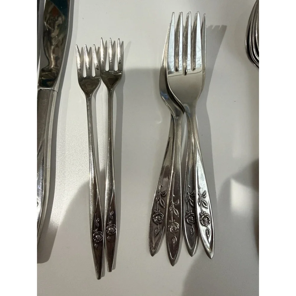 Vintage 1960's Oneida Community MY ROSE Stainless Flatware‎ Lot of 19